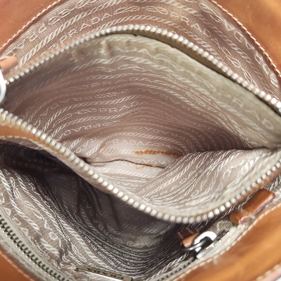 Rare Prada Vintage Paisley Small Bucket Bag Purse Blue Brown White Preowned - Picture 9 of 16